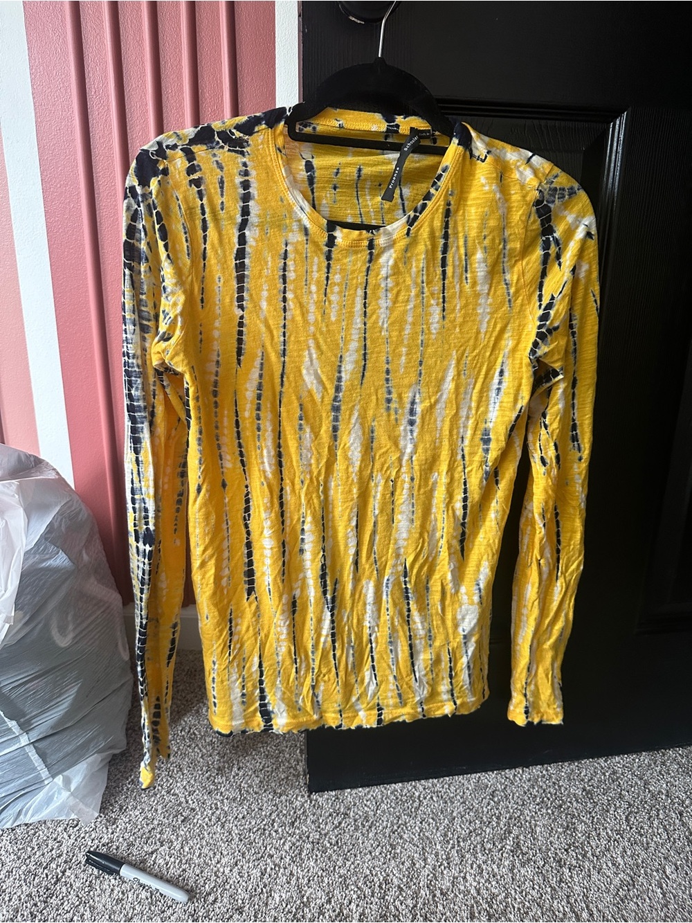 Proenza Schouler Yellow Tie-Dye Crewneck Top